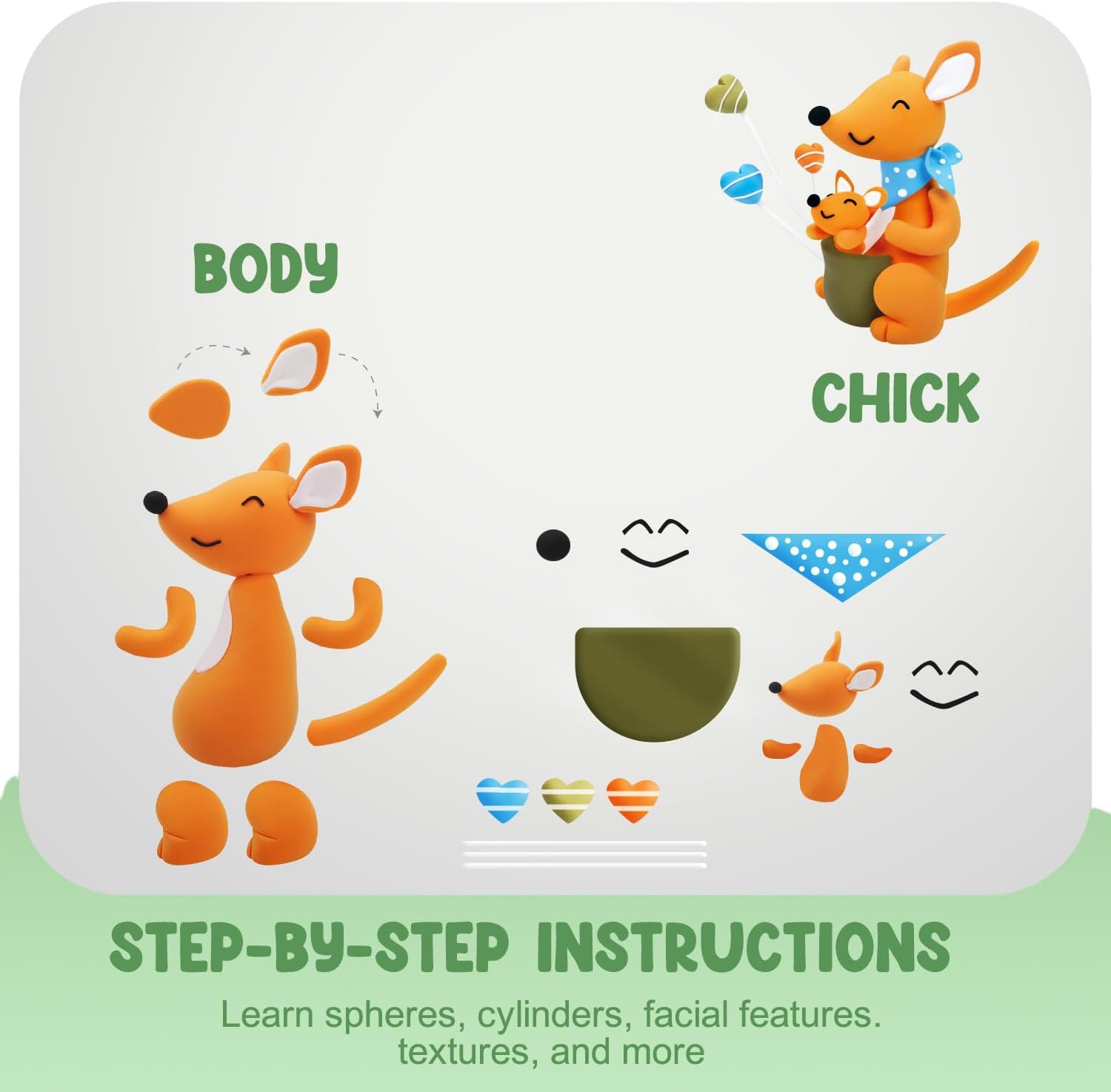 Playzokids Air Dry Clay Kit with 12 colorful pet modeling clay pieces for kids, perfect for creative craft projects