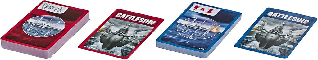 Hasbro Gaming Classic Battleship card game featuring colorful game cards and packaging for strategic naval battles.