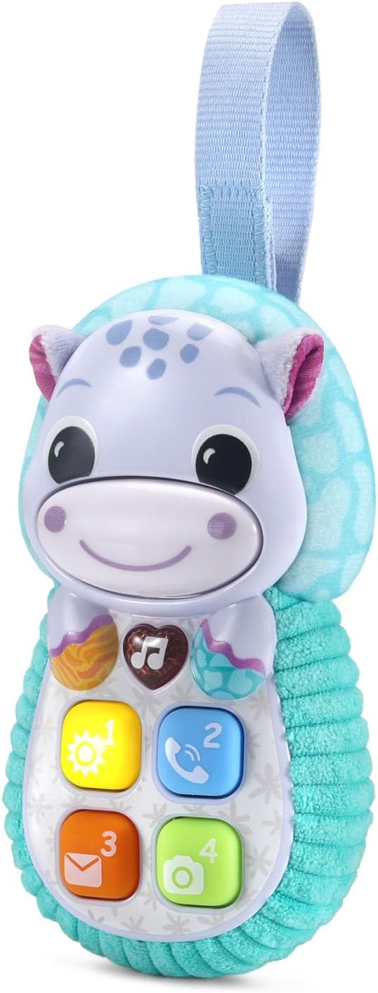 Vtech Baby Hello, Hippo! Soft Phone toy with colorful design and soft, plush material for infants and young children.