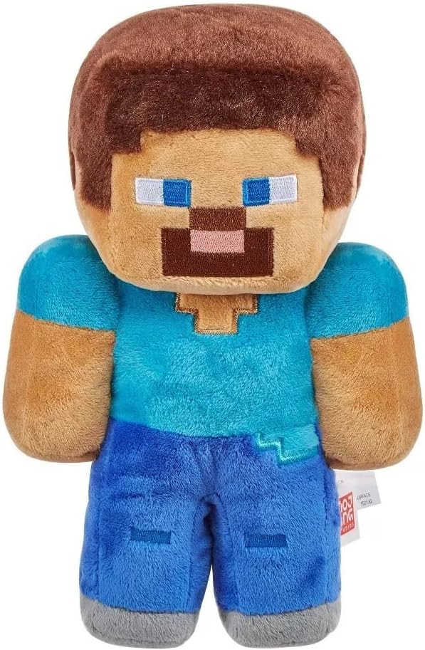 Mattel Minecraft plush toy, 8-inch soft stuffed figure of a popular blocky character from the Minecraft game.