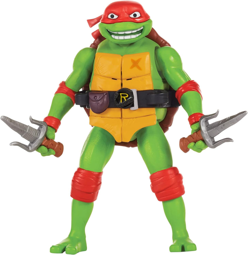 Playmates Mutant Mayhem 5.5-inch Raphael Ninja Shouts figure with detailed costume and accessories, poseable action figure for kids.