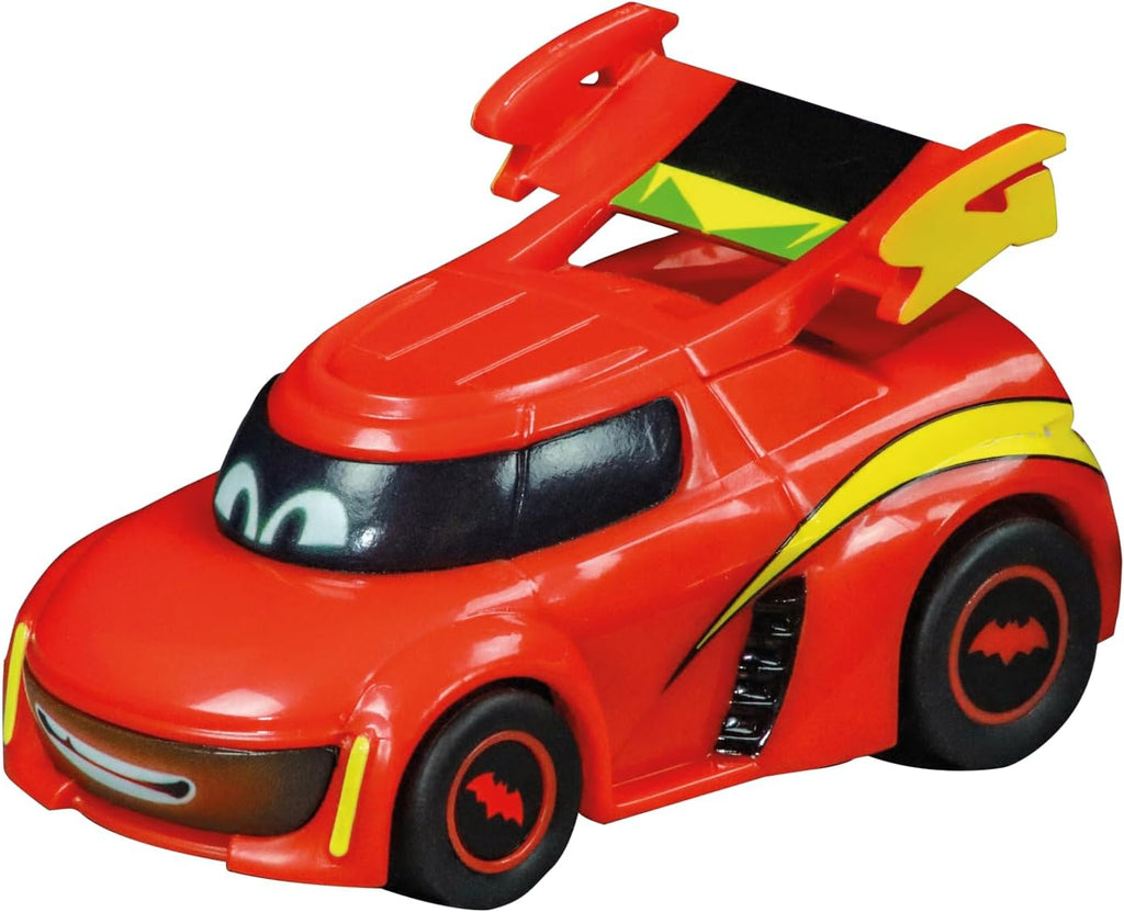 Carrera First DC Bat wheels race track set for kids, featuring colorful toy tracks and vehicles for imaginative play.