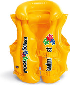 Yellow Intex Deluxe Pool Swim Vest for children by Playzokids, featuring adjustable straps and buoyant foam for swimming safety.
