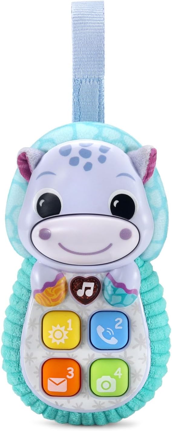 VTech Baby Hello, Hippo! soft baby phone with colorful buttons and a friendly hippo design, ideal for early learning and play.