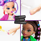 Playzokids Glo-Up Girls Sadie jewelry set with face stickers, hair gems, and accessories displayed on a colorful background.