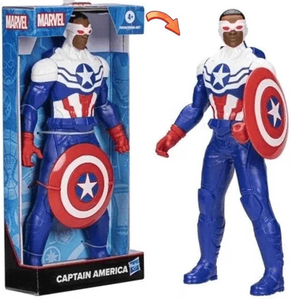Marvel Captain America Mighty Hero Series action figure by Hasbro, featuring Captain America in a dynamic pose with shield.
