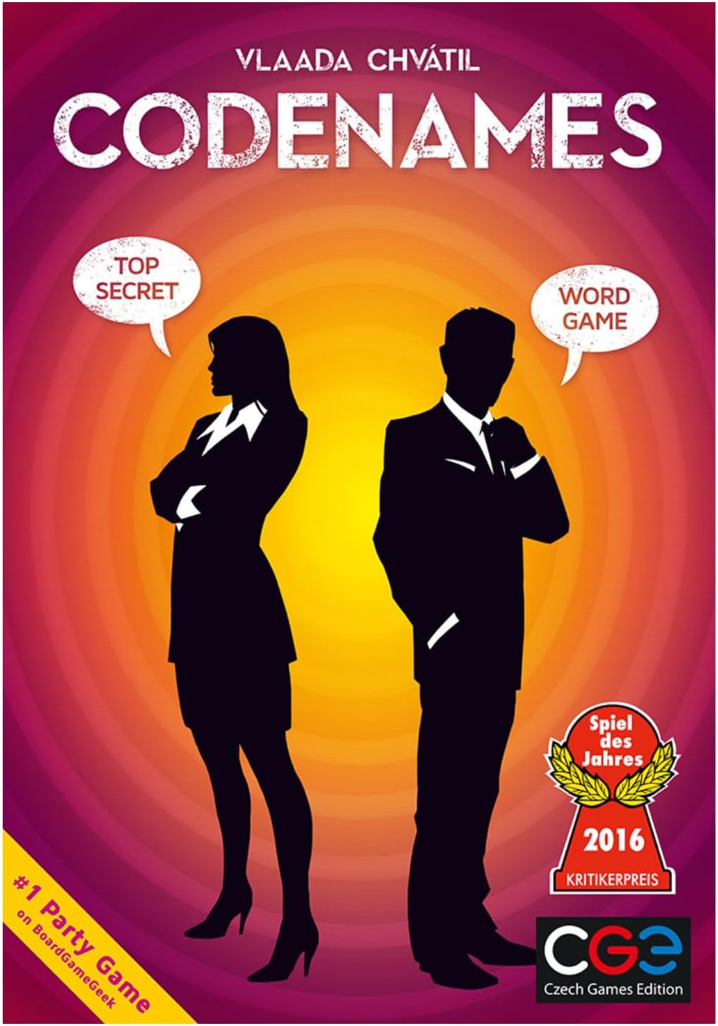 Czech Games Edition Codenames board game by Playzokids featuring a colorful game box and illustrated game cards.