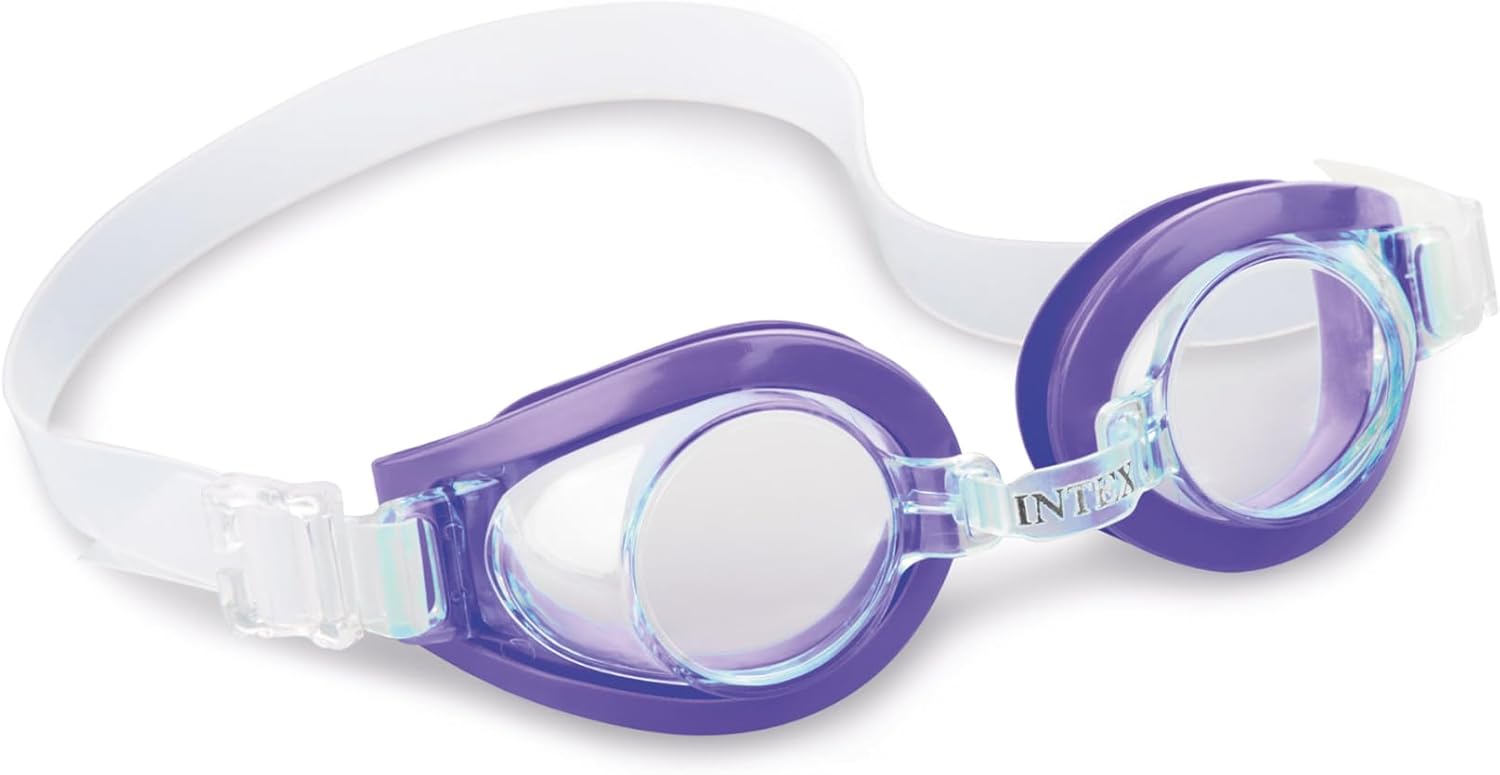 Intex 55602 unisex children's purple goggles with adjustable strap and clear lenses, ideal for swimming and water fun. Main image