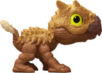 Jurassic World Mighty Biters Ankylosaurus toy figure with detailed scales and armored shell on a white background.