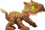 Jurassic World Mighty Biters Ankylosaurus toy with armored body and club tail, detailed dinosaur figure for kids.