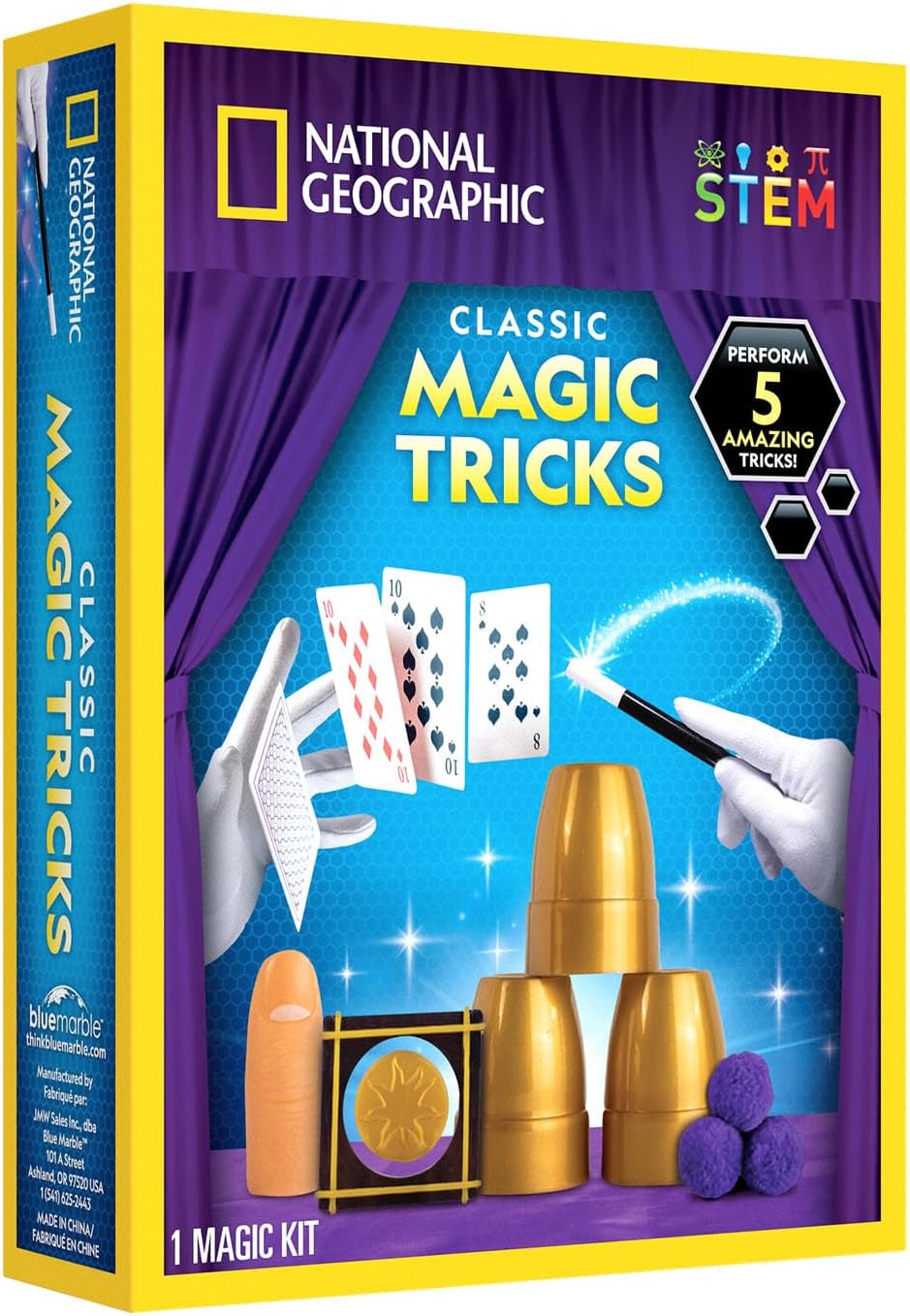 National Geographic Classic Magic Tricks set by Playzokids featuring colorful cards and props for kids' magic performances. Main image