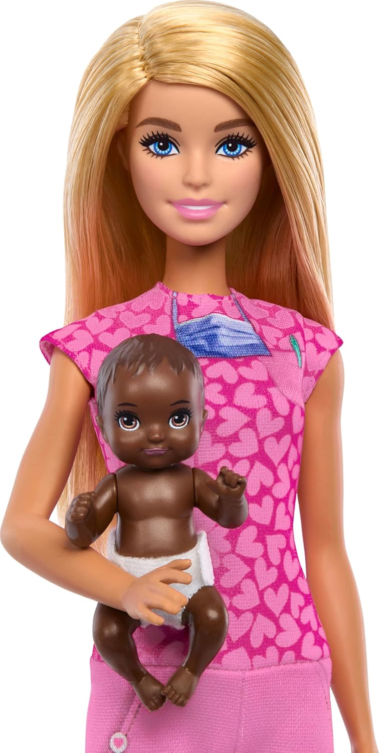 Barbie Baby Doctor Doll with Blonde Fashion Wearing Pink Scrubs