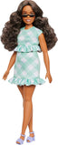 Barbie Fashionistas Doll  Wearing Minty Green Ruffled Gingham Dress