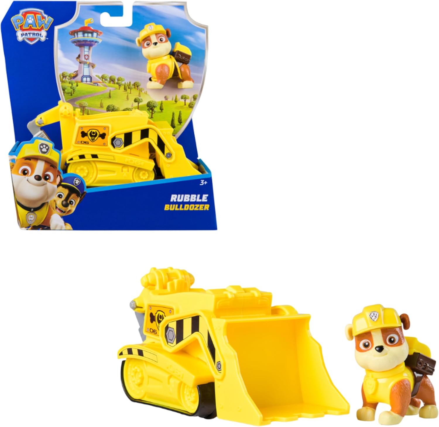 Paw Patrol, Rubble Bulldozer, Vehicle and Figure Rubble