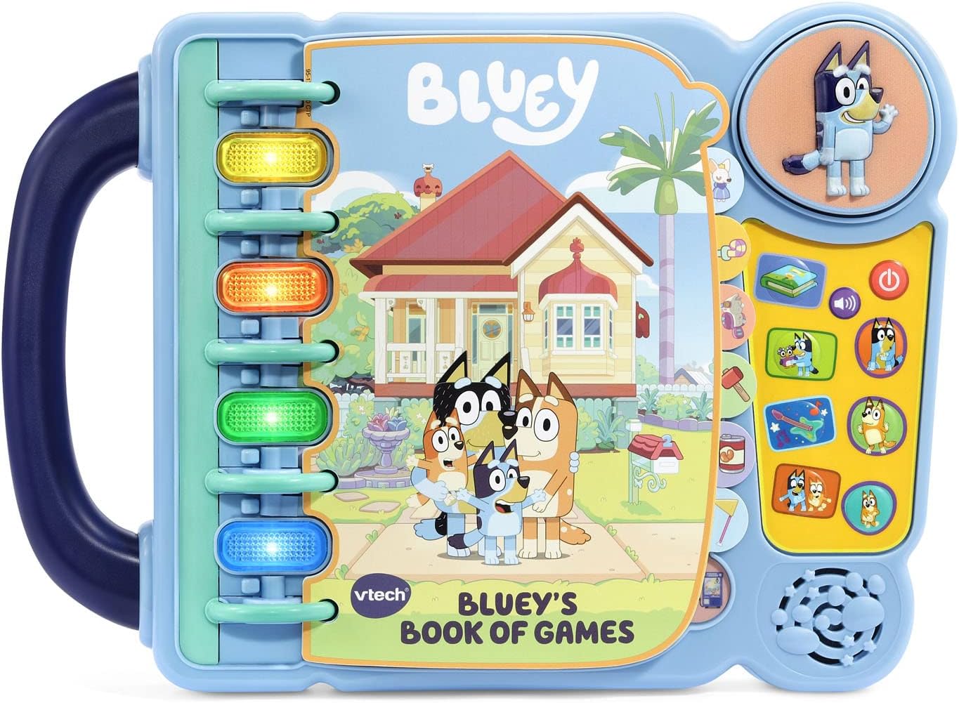 Vtech Bluey interactive children's book featuring colorful pages and engaging illustrations for young kids.