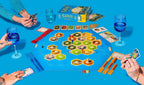 Catan Seafarers expansion set for the Catan board game, featuring ships and game pieces on a colorful background.