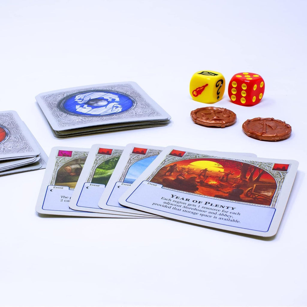 Catan Rivals board game by Playzokids with game pieces and cards for two players, ages 10+, 45-120 minutes gameplay.