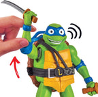 Playmates Mutant Mayhem 5.5-inch Leonardo Ninja Shouts action figure with detailed costume and expressive face.