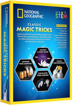 National Geographic Classic Magic Tricks set by Playzokids featuring colorful magic props and accessories for kids' magic tricks.