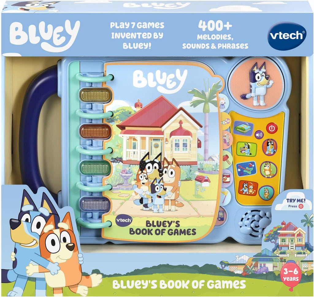 VTech Bluey interactive children's book with colorful illustrations and buttons for engaging storytime and learning fun.