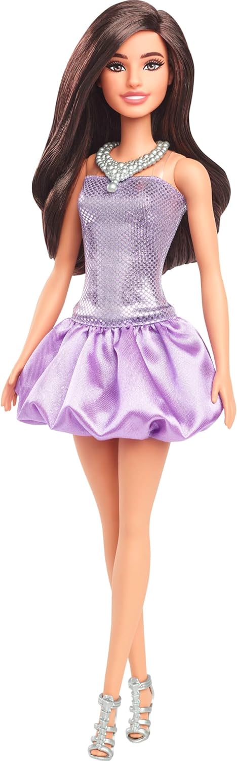 Barbie Fashionistas Doll Satiny Skirt, Silvery Necklace and Heels