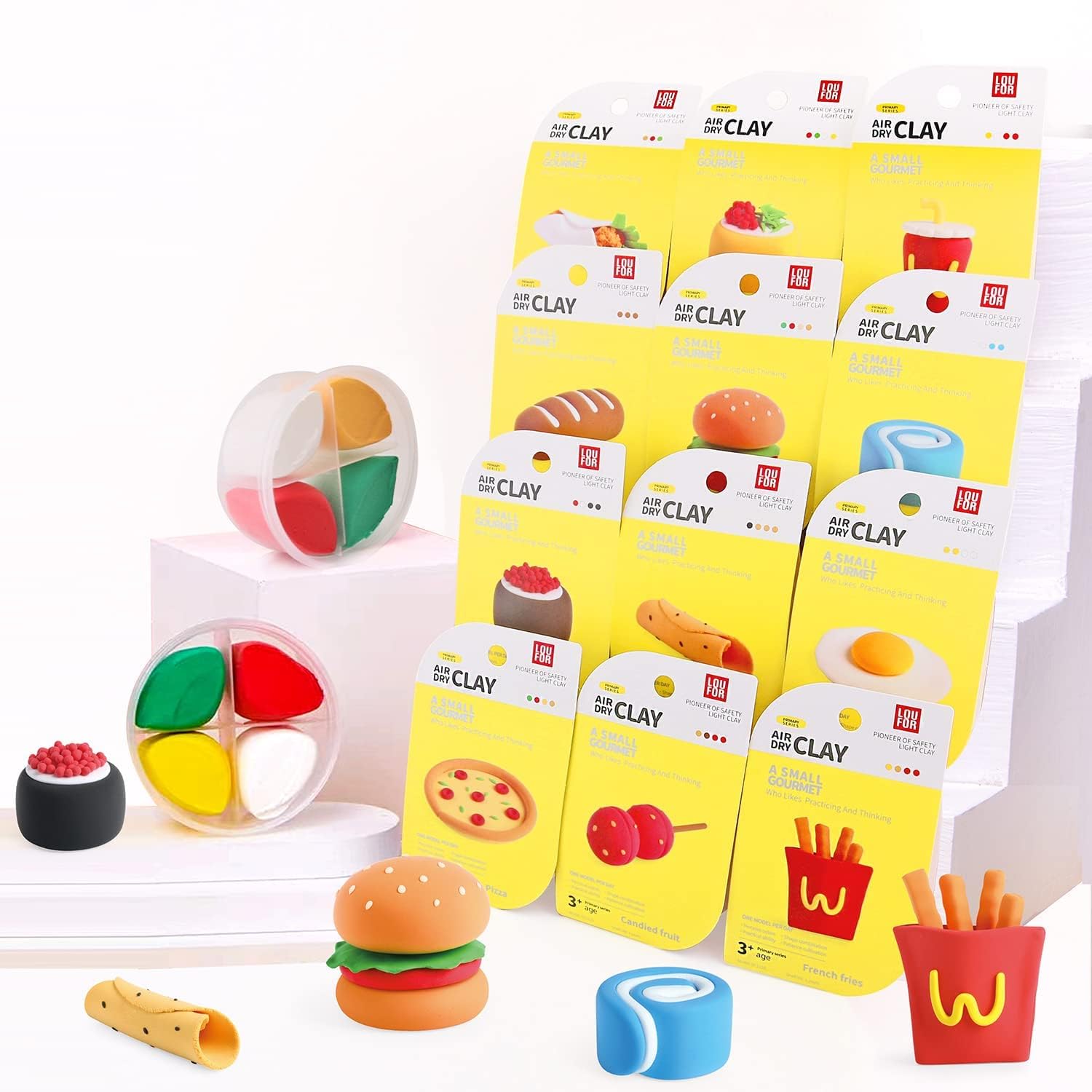 Playzokids Air Dry Clay Kits with 12 colorful modeling clay pieces for kids, perfect for creative craft projects and arts. Main image