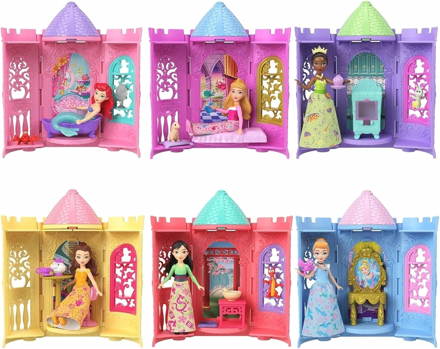 Mattel Disney Princess or Villains Tower Surprise small doll, detailed toy figure from the Disney toy collection.