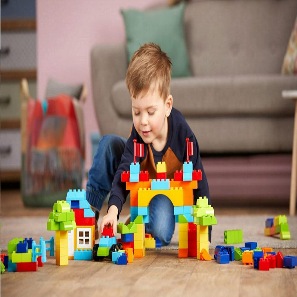 Colorful 83-piece jumbo building blocks set for kids, featuring large plastic bricks for creative construction and play.