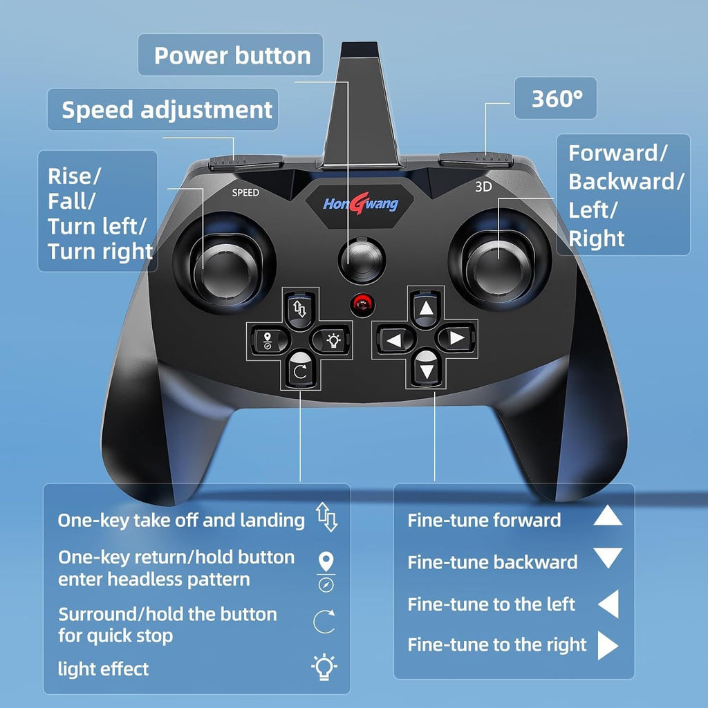 Remote controlled fighter toy airplane with 2.4GHz quadcopter design, featuring sleek aircraft details and propellers.