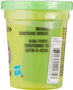 Neon green Play-Doh single can of dough by Hasbro, 113g, showing the colorful plastic container and vibrant dough inside.