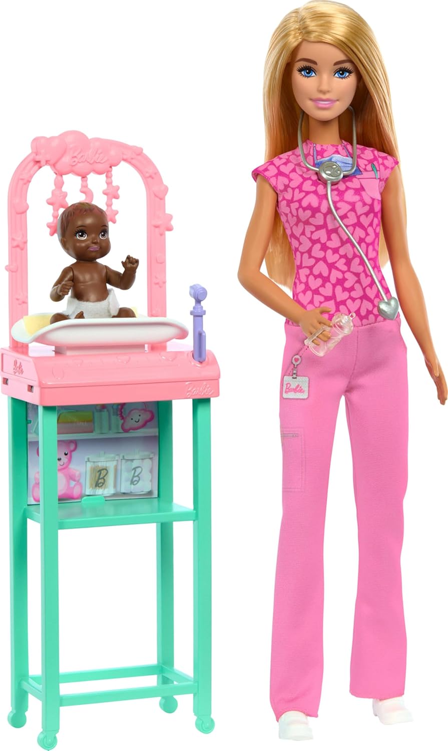 Barbie Baby Doctor Doll with Blonde Fashion Wearing Pink Scrubs
