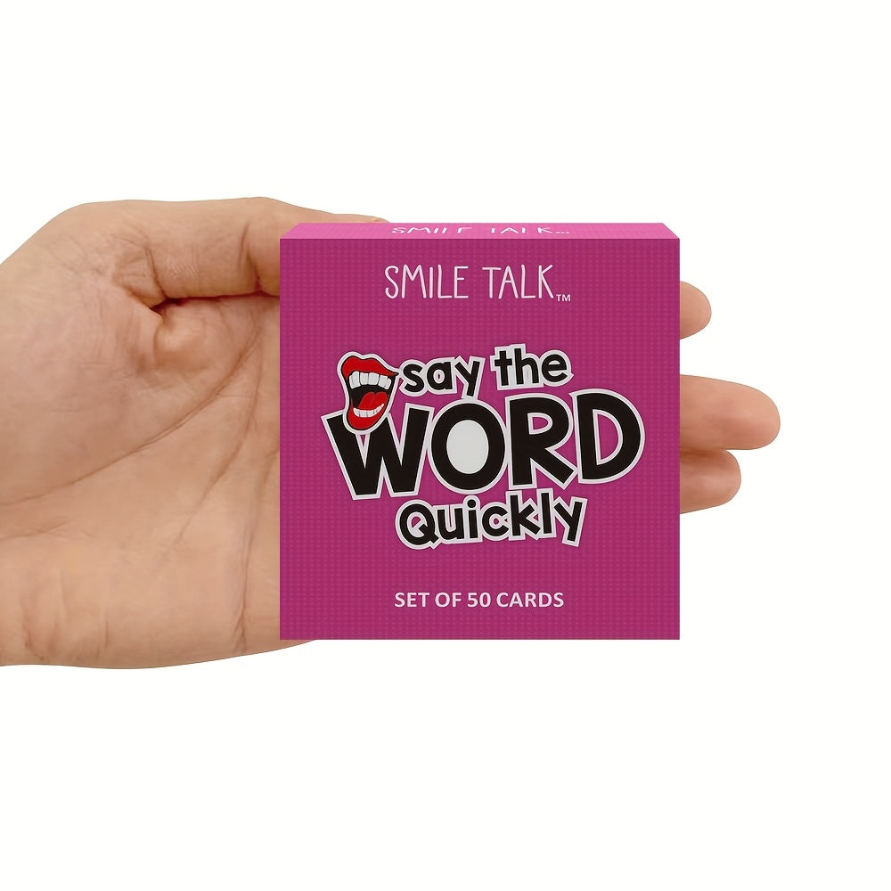 SMILE TALK Quick Guesses Challenge Card Game with colorful cards and game instructions for fun family and party entertainment.