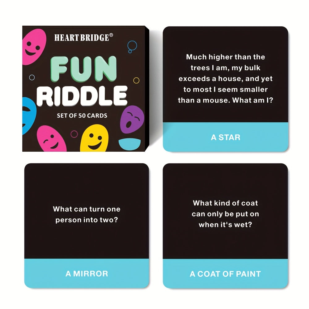 SMILE TALK Fun Riddle Card Game with colorful cards featuring clever riddles for entertainment and brainteasing fun.