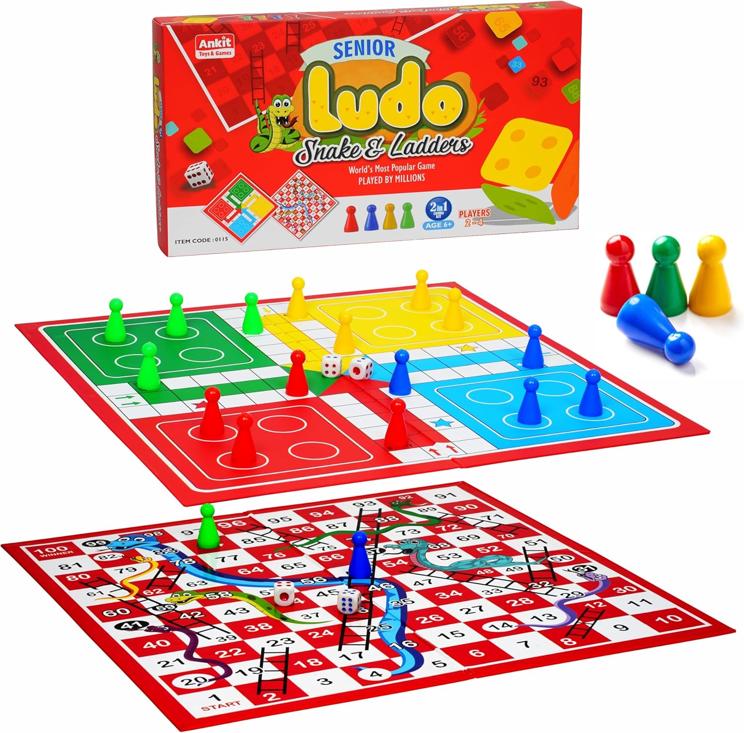 Ankit Toys 2 in 1 Ludo & Snake & Ladders Senior Board Game Set Main image