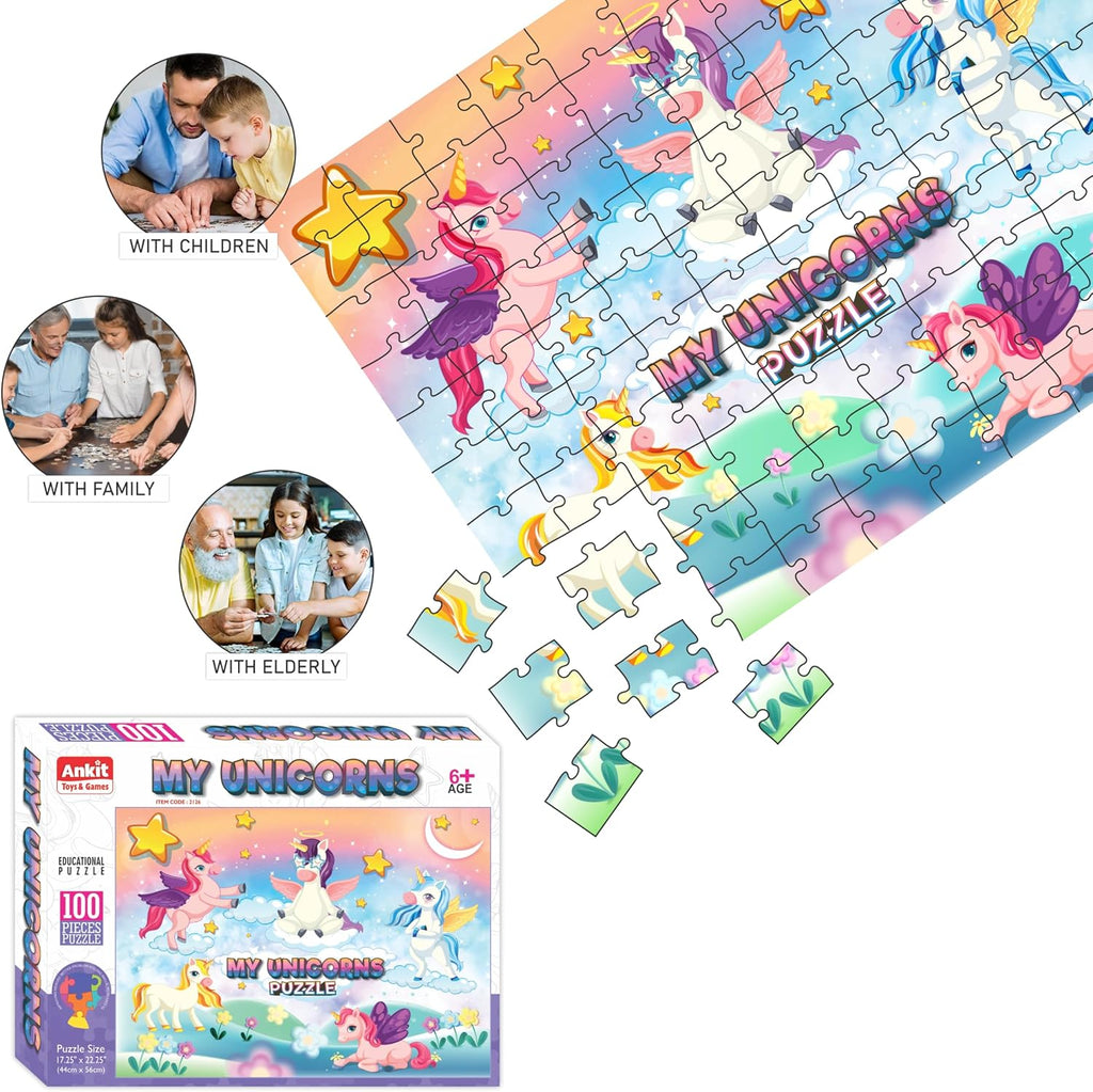 My Unicorn Puzzles 100 Pieces for Family and Kids