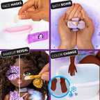 Playzokids GLO UP GIRLS Doll with 25 fashion surprises and spa accessories, colorful doll with stylish outfits and fun extras.