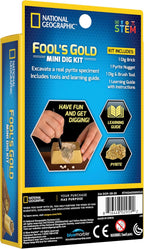 National Geographic Carded Fool's Gold Mini Dig Kit by Playzokids, with tools and miniature gold nuggets for educational gemstone discovery