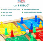 2 in 1 Wooden Ludo, Snakes and Ladders Board Game Set for Kids and Adults