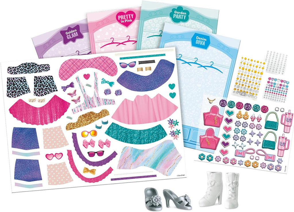 Cra-Z-Art Shimmer 'N Sparkle Magic Fashion Doll Studio with colorful accessories and doll for creative fashion designs.