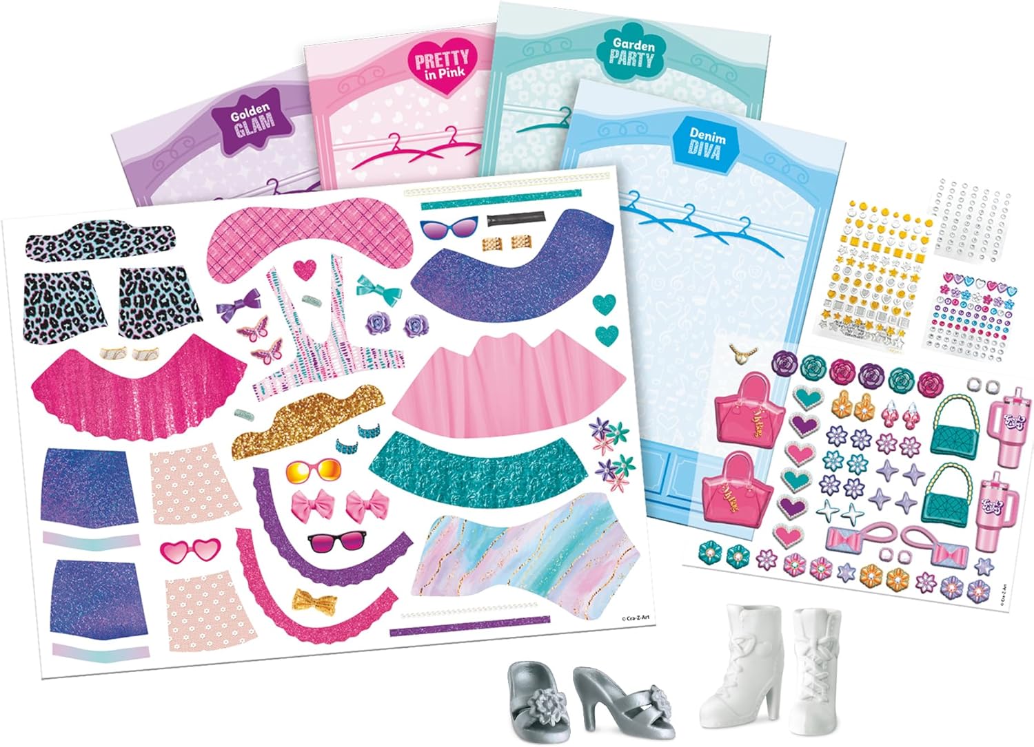 Cra-Z-Art Shimmer 'N Sparkle Magic Fashion Doll Studio with colorful accessories and doll for creative fashion designs.