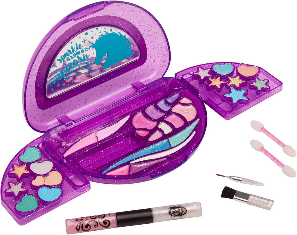 Cra-Z-Art Shimmer ‘n Sparkle All in One Beauty Compact with colorful makeup shades and shimmer highlights.