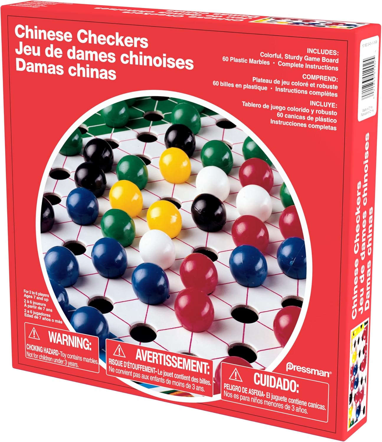 Pressman Chinese Checkers game with colorful marbles and star-shaped board for strategic play and family fun.