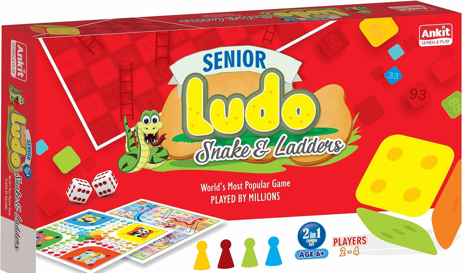 Colorful Ankit LUDO 10-inch Junior toy game with vibrant game board and pieces for kids' fun and entertainment. Main image