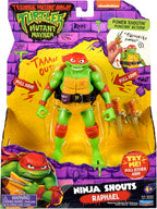 Mutant Mayhem 5.5-inch Raphael Deluxe Ninja Shouts action figure by Playmates, featuring detailed ninja costume and accessories.