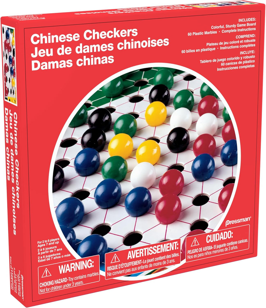 Pressman Chinese Checkers game with colorful marbles and game board for strategic family play or casual fun.