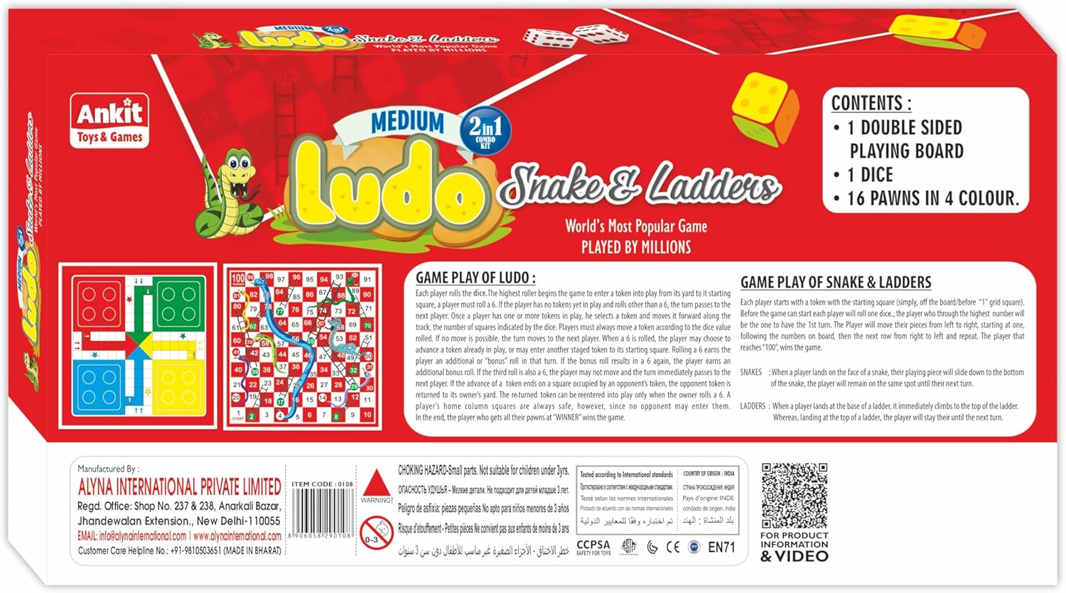 Ankit Toys & Games Ludo and Snake & Ladders Board Game