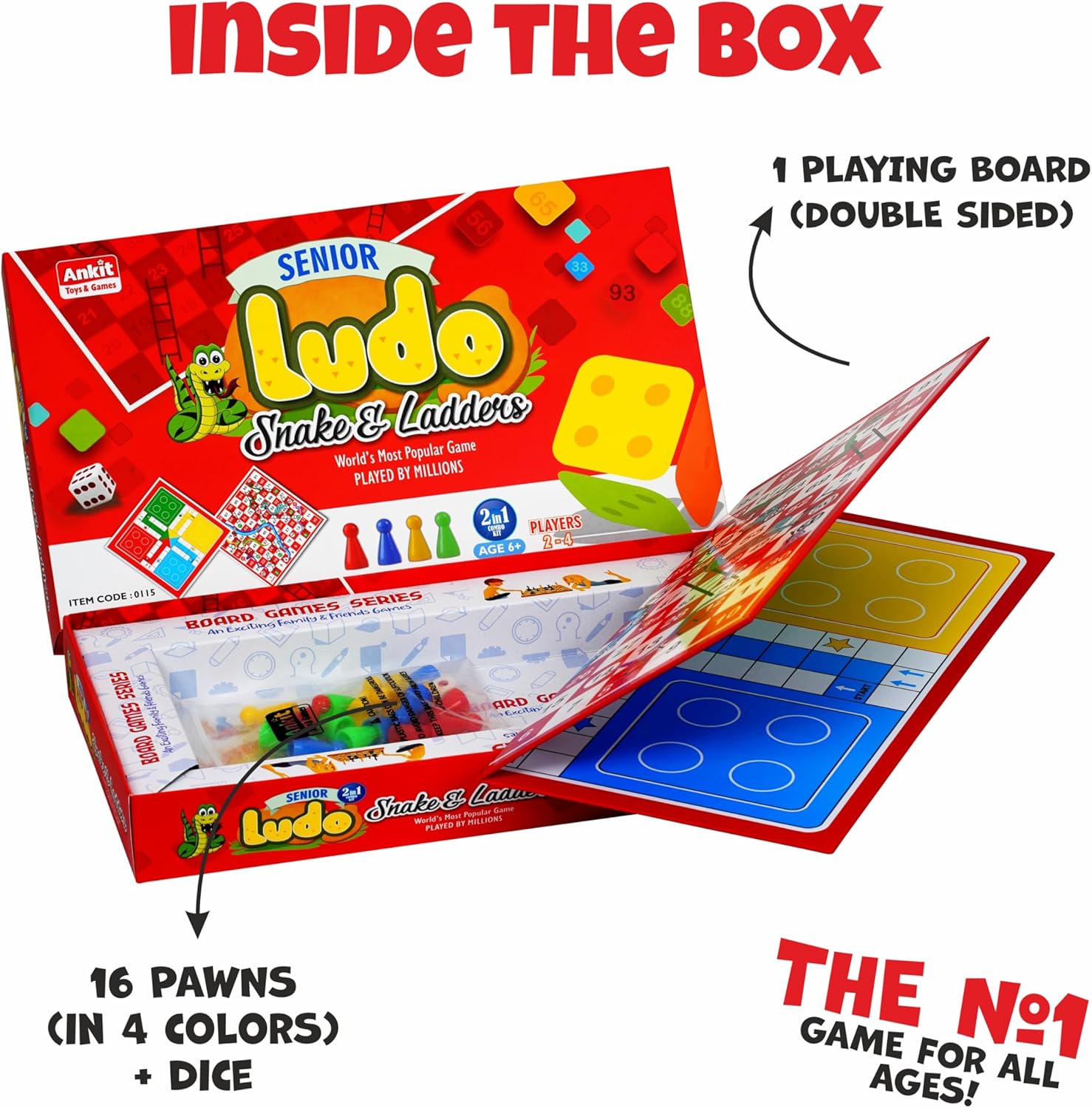 Ankit Toys 2 in 1 Ludo & Snake & Ladders Senior Board Game Set Secondary image