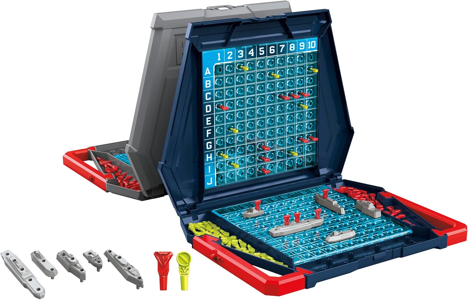 Hasbro Battleship classic board game with colorful plastic ships and grid game board for strategic naval combat gameplay