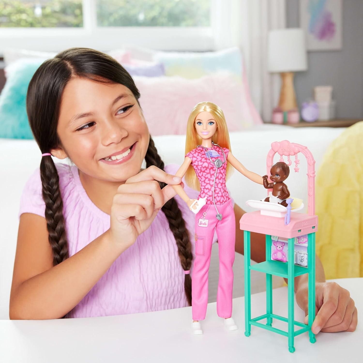 Barbie Baby Doctor Doll with Blonde Fashion Wearing Pink Scrubs