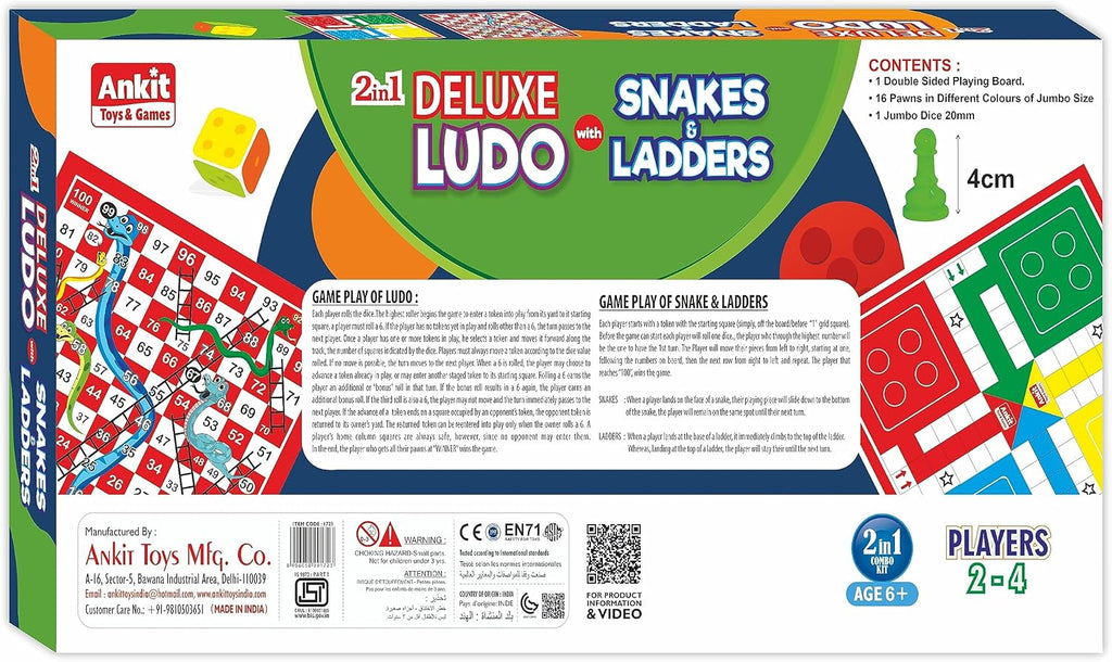 Ludo & Snake & Ladders Board Game Set for Kids & Adults